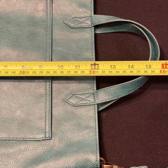 Thirty-One City Scene Bag Teal Distressed Pebble Tote Shoulder Purse - Picture 11 of 12